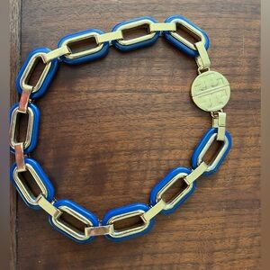 Tory Burch Heidi Link Necklace or Bracelet EUC Navy & Gold